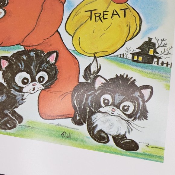 Vintage 1968 Classroom Poster Atrelle Dill Roberta Ross Halloween Devil Cat - Picture 4 of 5